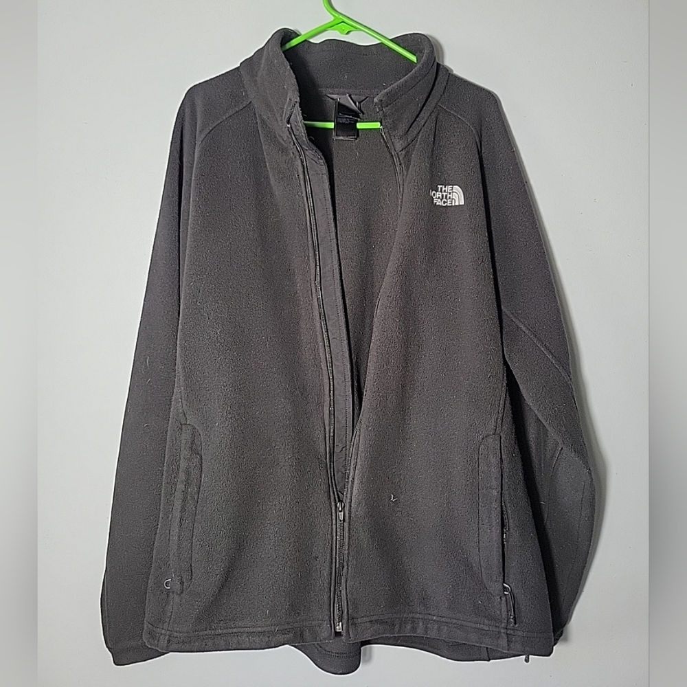 North Face Black Zippered front jacket with logo front and back Mens XL